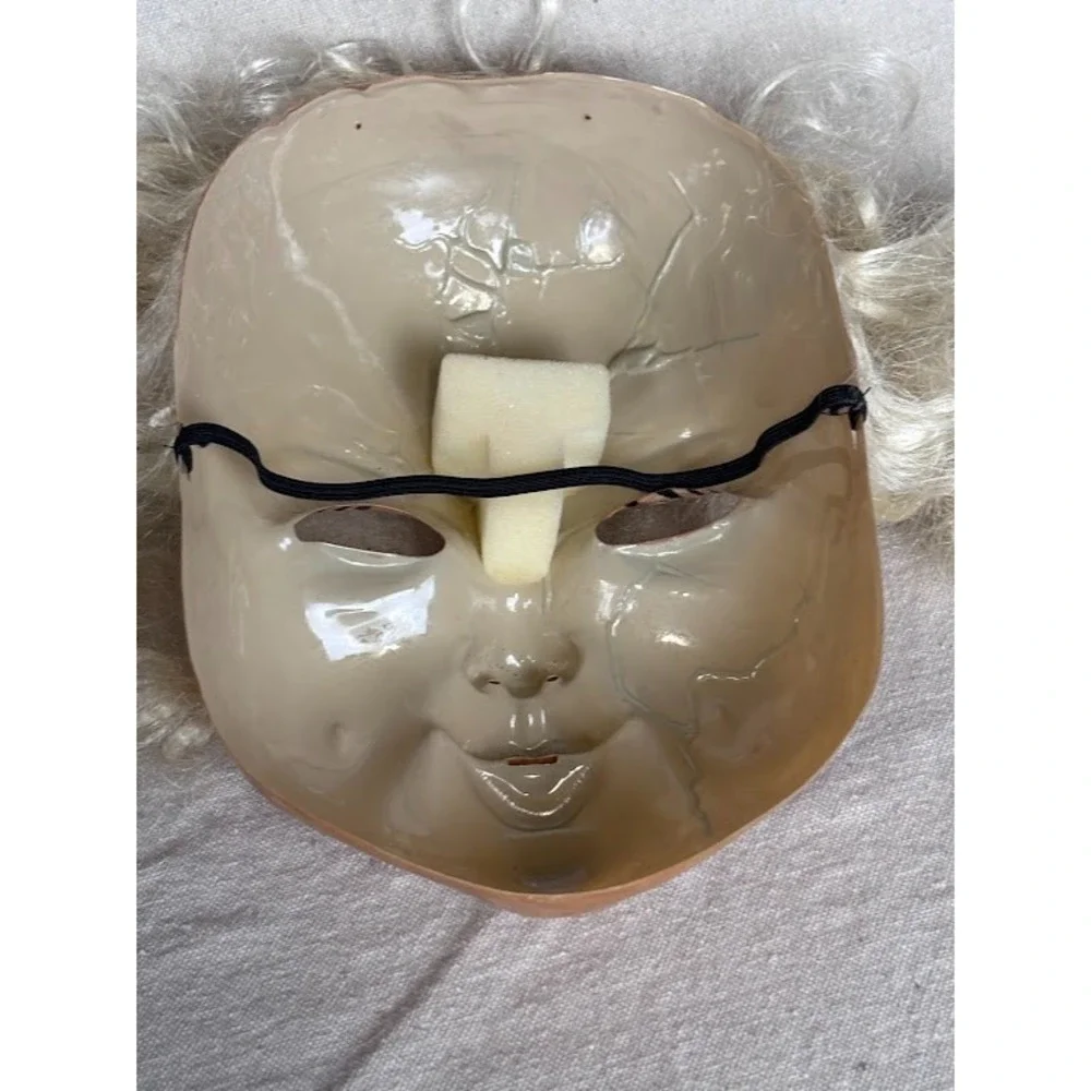 Scary Creepy Doll Halloween Mask Bride Of Chucky Blonde Hair‎